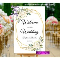 Ivory Wedding Welcome Sign,Geometric Wedding Welcome sign,(121w)